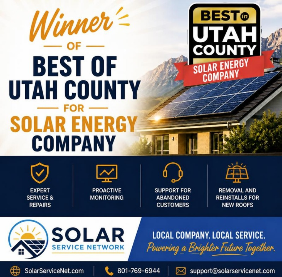 Setting a Higher Standard in Solar: Solar Service Network Named ‘Best of Utah County