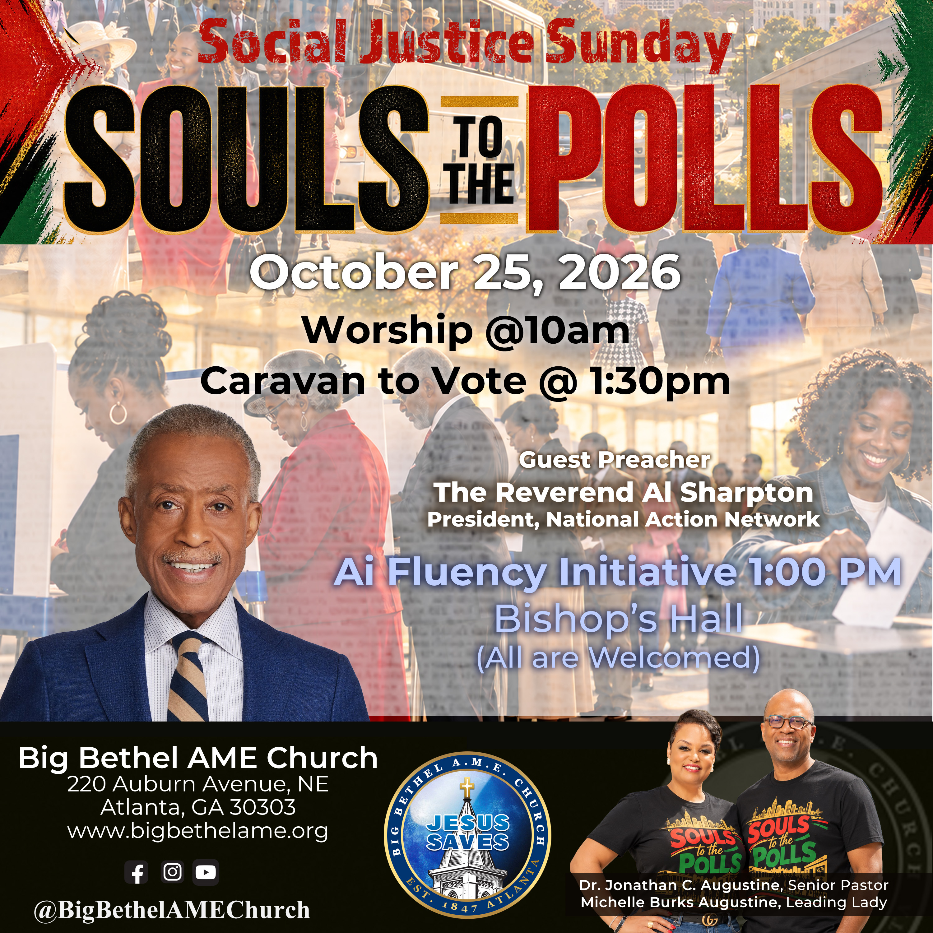 Rev. Al Sharpton To Join Big Bethel Ame Church For Souls To The Polls Sunday