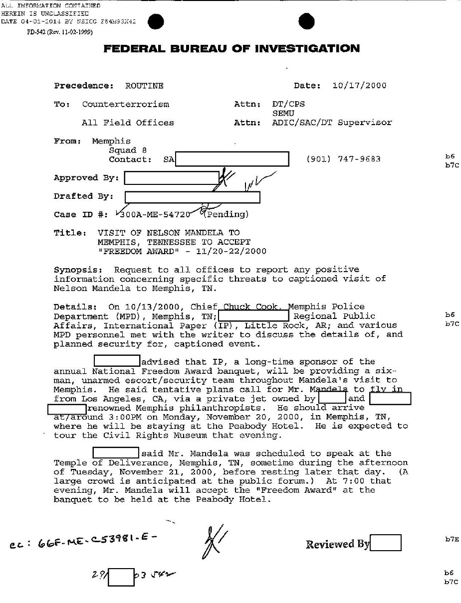 Nelson Mandela FBI & State Department Files available online