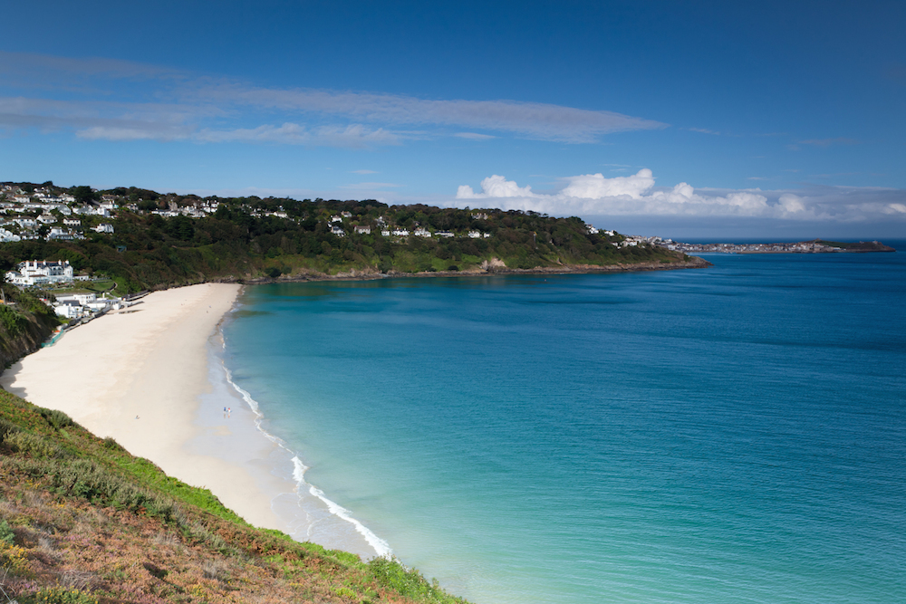 Enjoy Pristine Holidays at Cornwall's Only Blue Flag Beach at Carbis Bay near St Ives