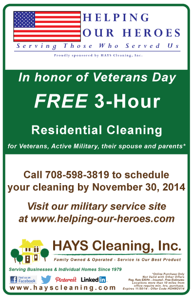 HAYS Cleaning Gives FREE Housecleaning for Veterans