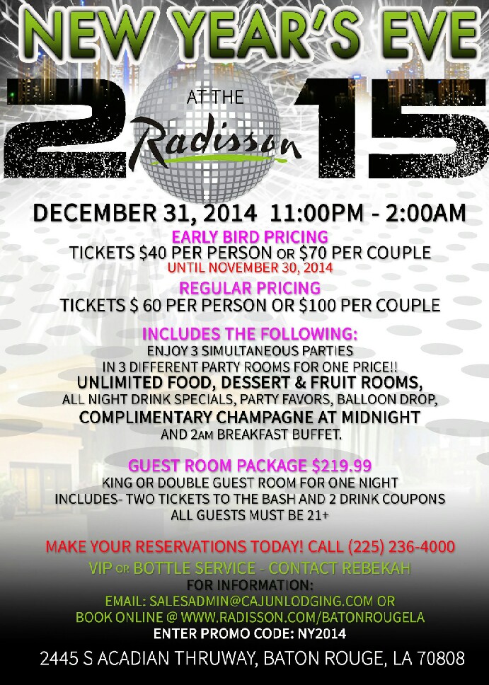 Innovating Marketing & Mgmt introduces the Radisson Hotel-Baton Rouge New Year’s Eve Celebration