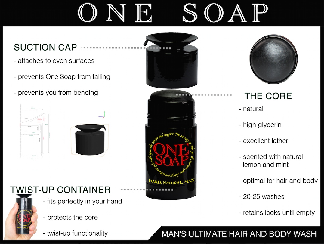 Cool and Innovative Gadget for a Man's Shower: One Soap on Kickstarter