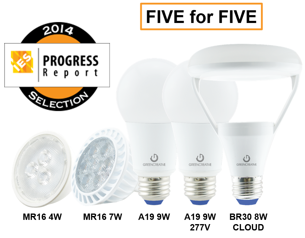 Five GREEN CREATIVE products selected for the Illuminating Engineering Society 2014 Progress Report