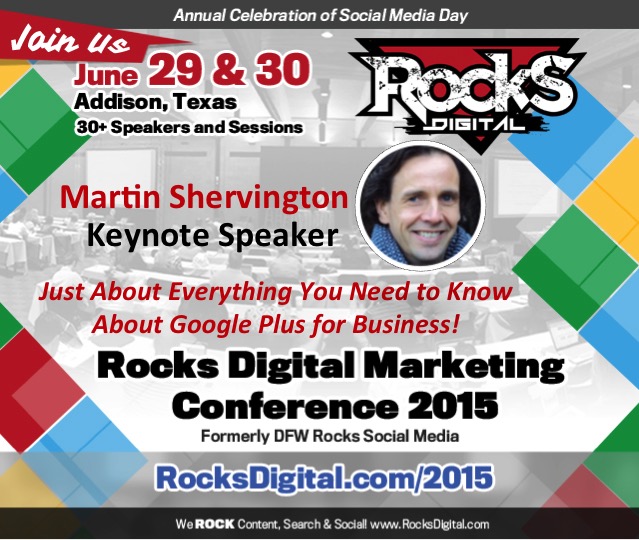 Martin Shervington (with 1M Followers On G+) to Keynote at Rocks Digital Marketing Conference