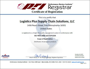Logistics Plus Supply Chain Solutions Receives AS9120A Certification