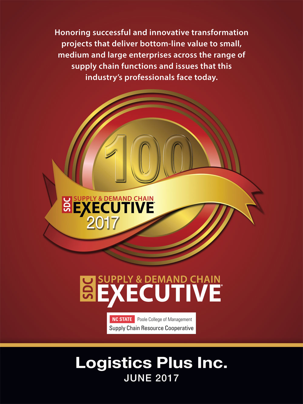 Logistics Plus Receives 2017 SDCE 100 Top Supply Chain Projects Award