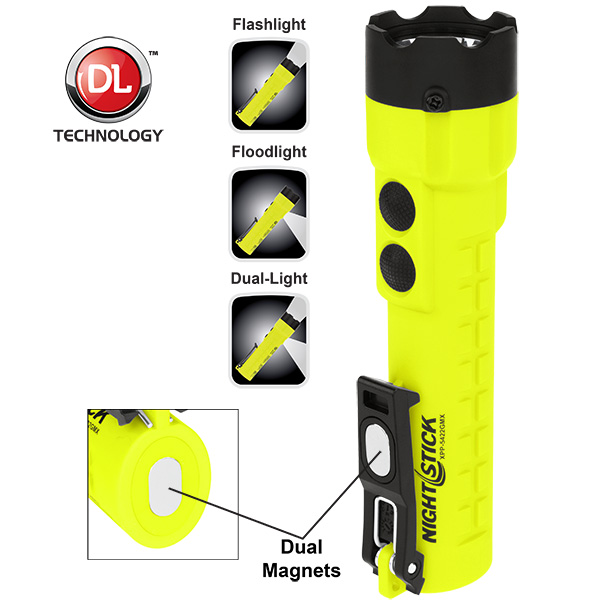 New Nightstick XPP-5422GMX Intrinsically Safe Dual-Light Flashlight leads 3AA category w/285 Lumens