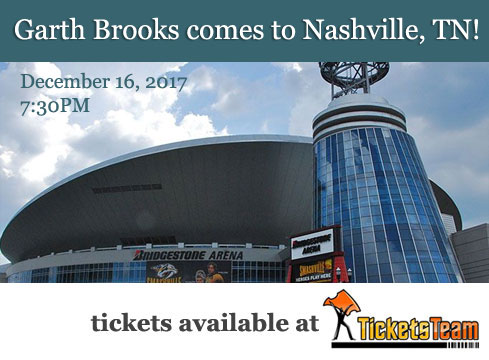 Garth Brooks Tickets For Bridgestone Arena Concert In Nashville, TN: TicketsTeam Releases Promo Code