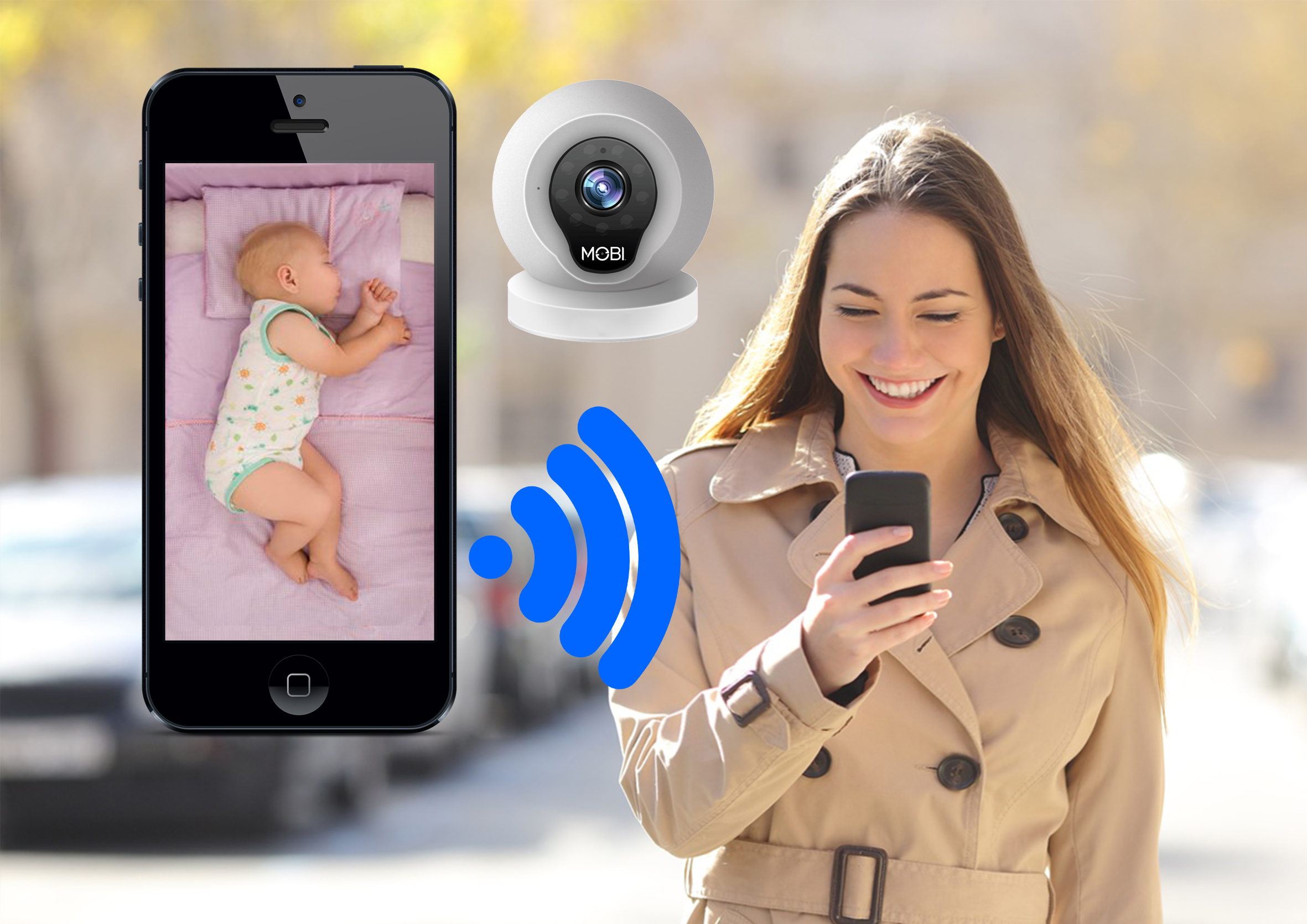 MOBI Wireless MobiCam with Day & Night Vision Allows For Remote Monitoring & Ability to Talk 2 ways