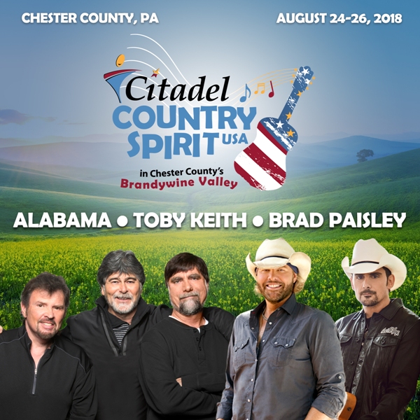 Toby Keith, Brad Paisley and Alabama Will Headline Citadel Country Spirit USA