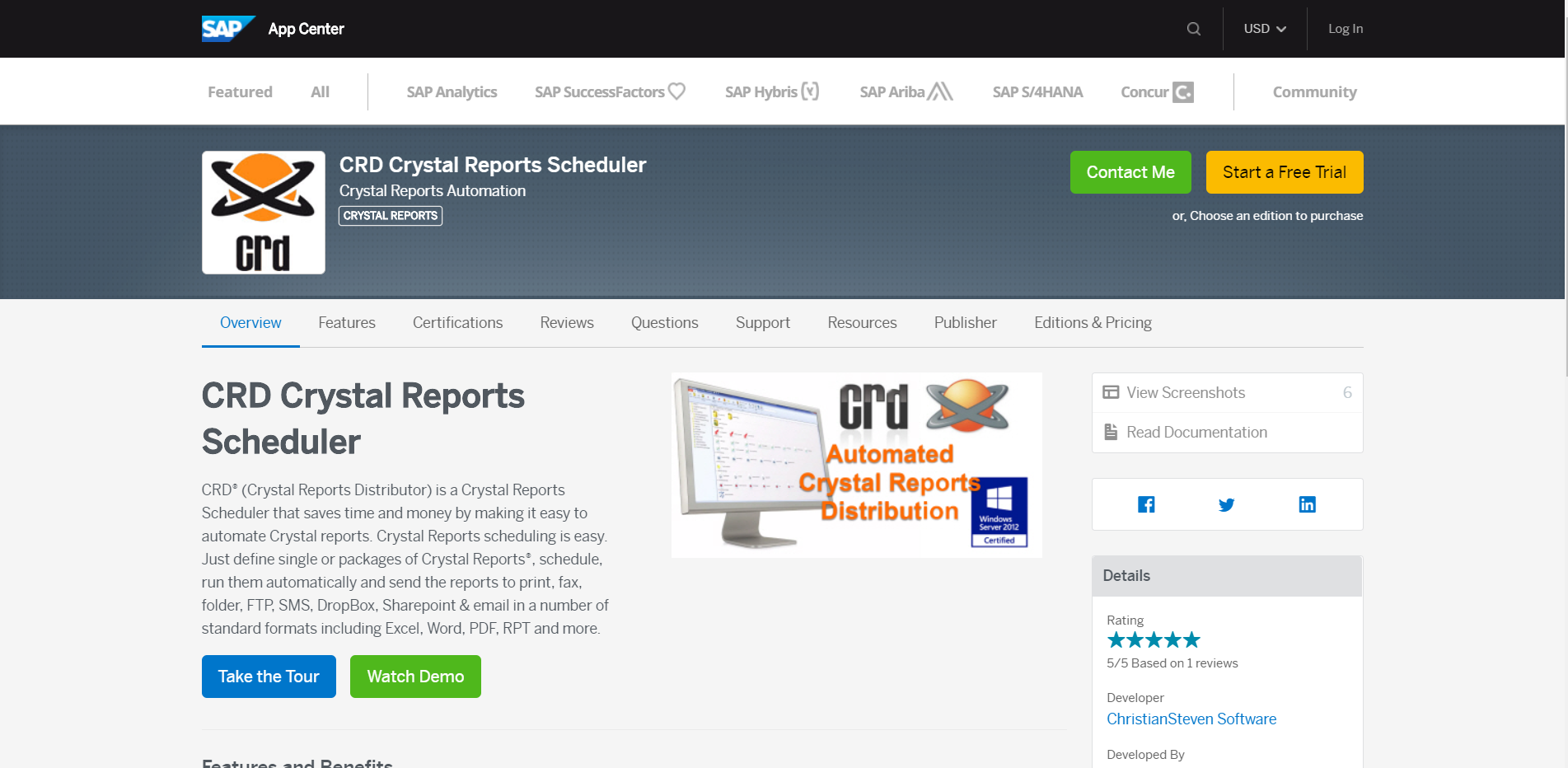 CRD Crystal Reports Scheduler Named App of the Week By SAP Analytics