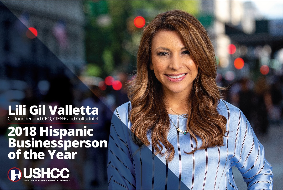 Lili Gil Valletta CEO of Culturintel and CIEN+ named 2018 Hispanic Businessperson of the Year