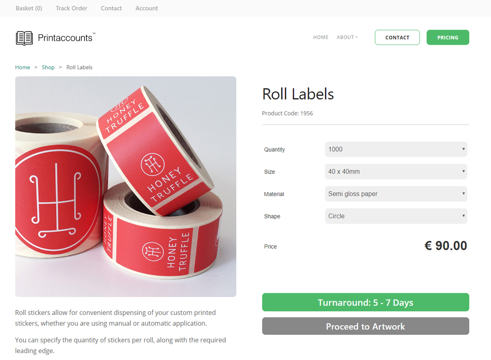 Printaccounts Shopping Cart Software for Complex Calculations