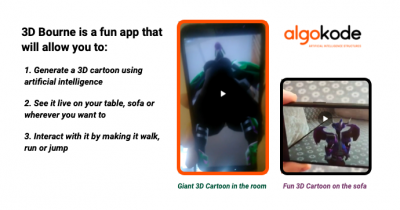3D Bourne generates unique 3D Cartoons from its AI engine and display them live on your table.