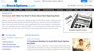 Tax Season 2020: Yet More Changes In IRS Forms And Reporting Lead myStockOptions.com To Expand Tax-Return Guidance