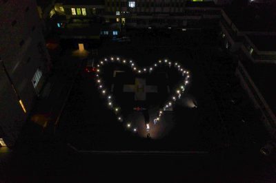 A sign of solidarity - Timisoara’s doctors fighting against COVID-19 shown appreciation from citizens who filled the city with light
