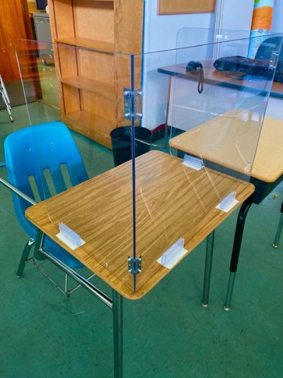 Event Business Bliss Imprints Pivots to Making Student Desk Guards for School