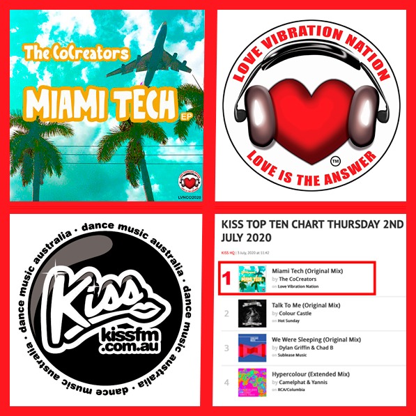 The CoCreators new release, Miami Tech Ep on their Love Vibration Nation label goes number 1.