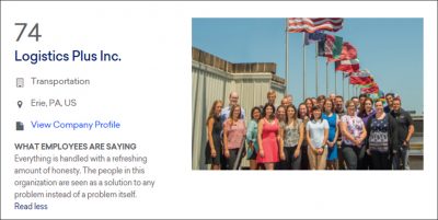 Logistics Plus Once Again Named a Best Medium-Sized Workplace by Great Place to Work® and FORTUNE