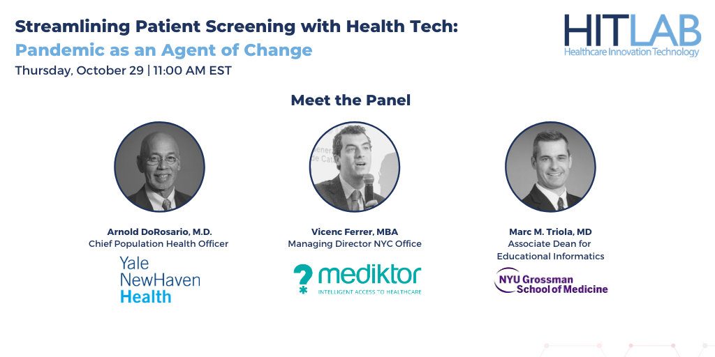 HITLAB’s Seminar Series "Streamlining Patient Screening with Health Tech" Welcomes Digital Health Titans from NYU Langone, Yale New Haven Health, and Mediktor
