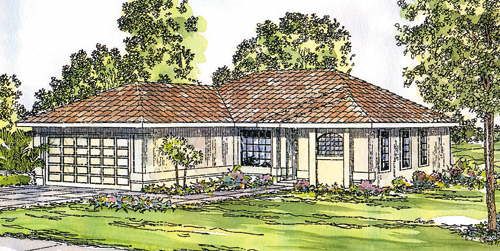 Associated Designs - Bright & Sunny Navarro House Plan Combines a Compact Floor Plan with Mediterranean Style