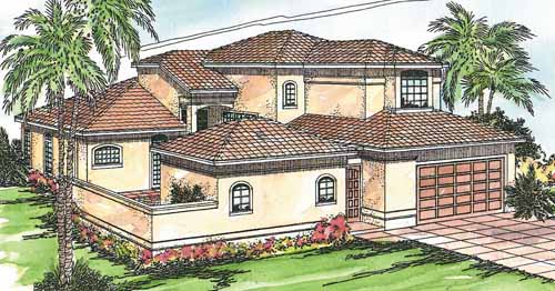 Associated Designs - Sunny Mediterranean House Plan Coronado Includes Guest House