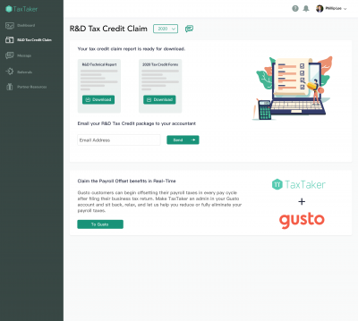TaxTaker Partners with Gusto to Simplify and Maximize R&D Tax Credits for Startups