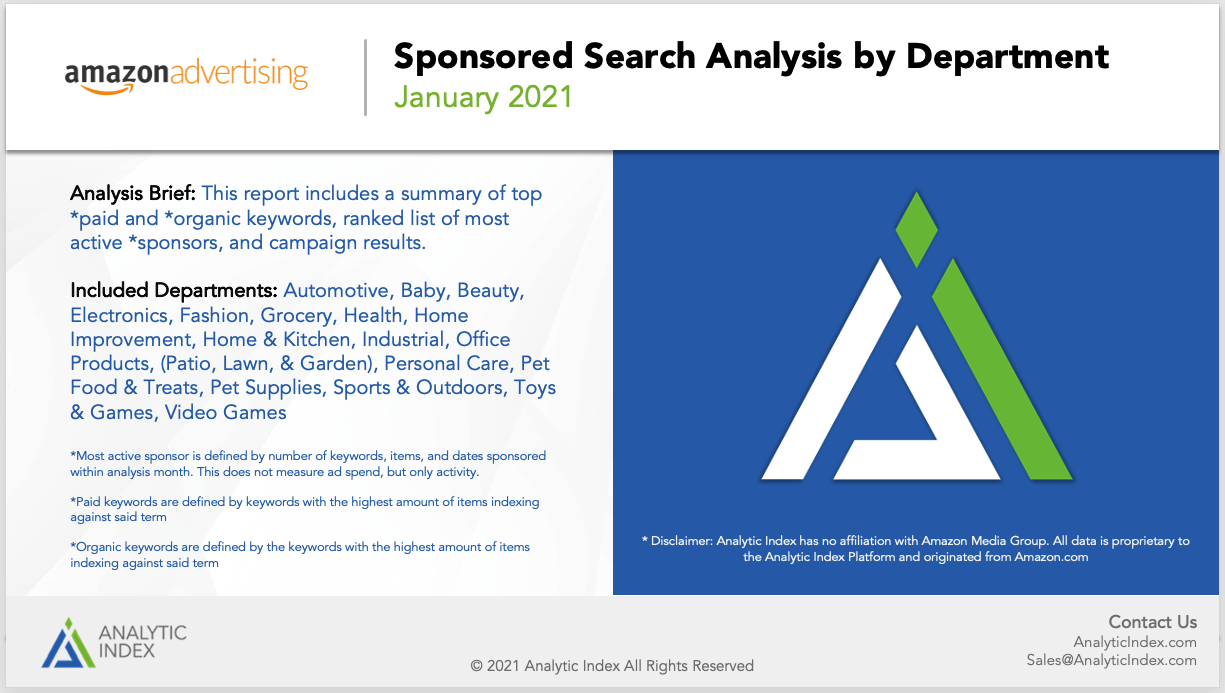 Analytic Index identifies the most active and effective Amazon Sponsored Search advertisers