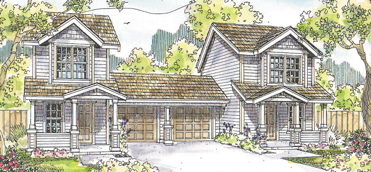 Associated Designs - Country-style Duplex Plan Millburn Offers Plenty of Privacy