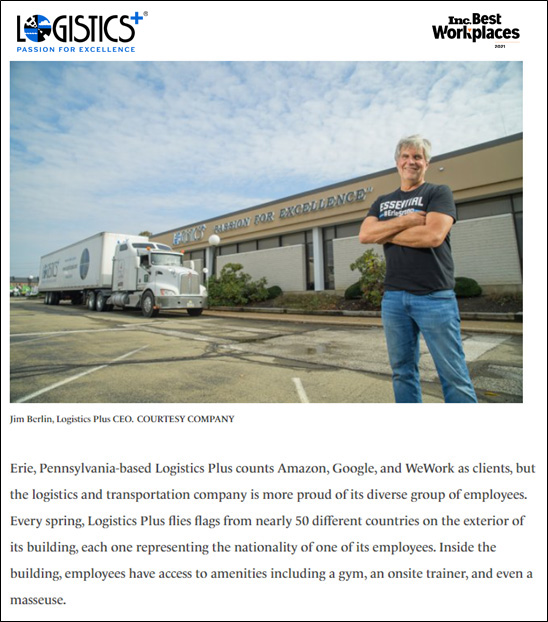 Logistics Plus Named to Inc.'s 2021 Best Workplaces Editors' List