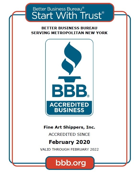Fine Art Shippers Has Earned an A+ Rating with the Better Business Bureau (BBB)