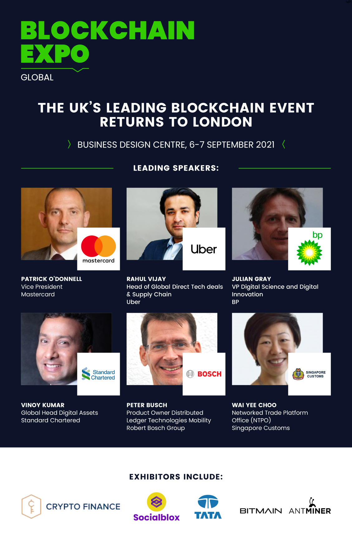 Speakers announced for Blockchain Global Expo 2021