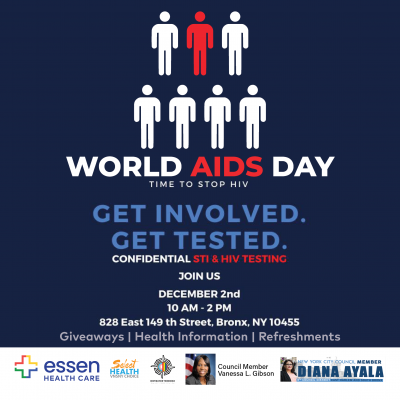 Essen Health Care to Mark World AIDS Day with HIV Testing Event in the Bronx on December 2, 2021