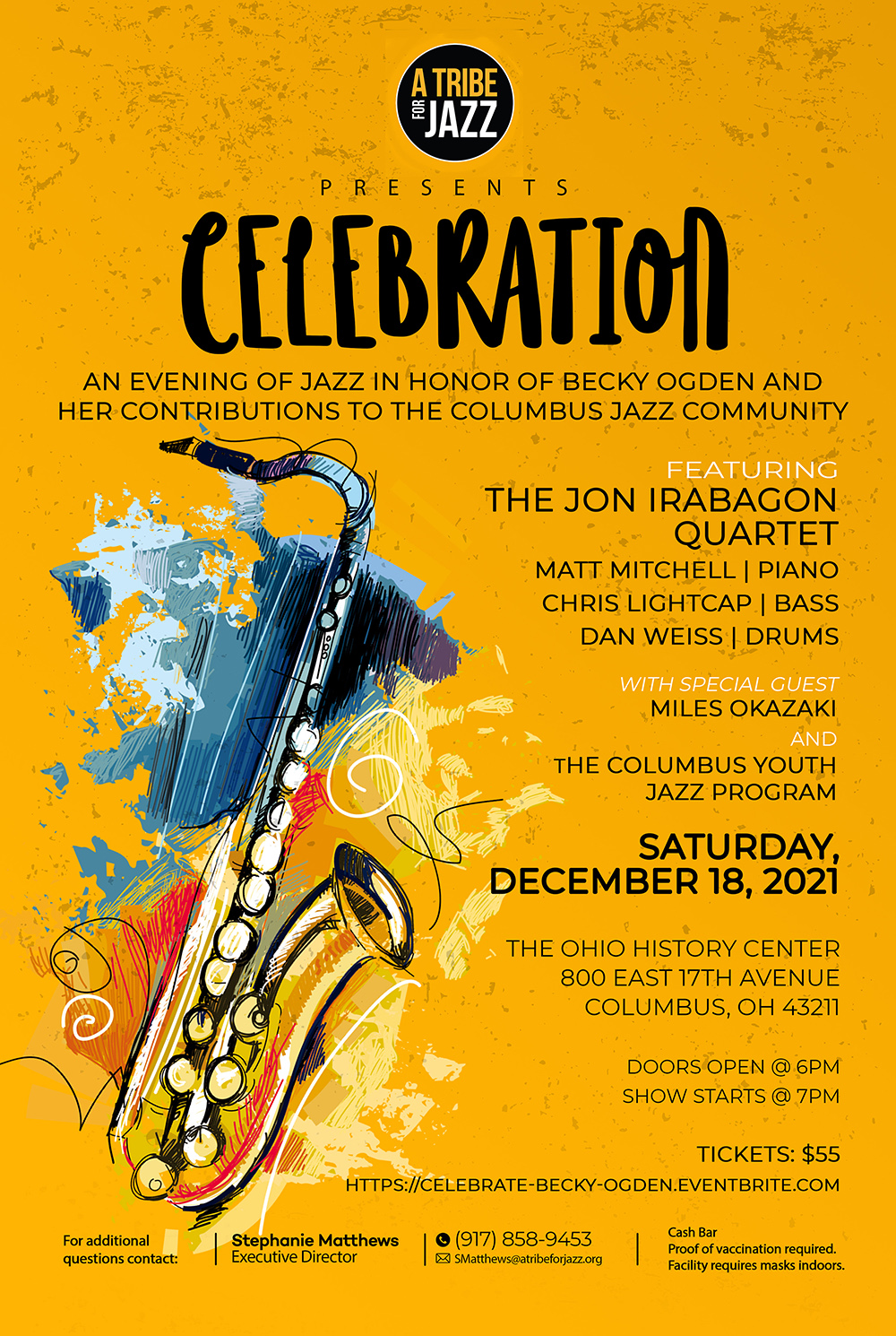 A Tribe for Jazz presents an evening of jazz honoring Columbus's premier children's music educator Becky Ogden with a performance by The Jon Irabagon Quartet