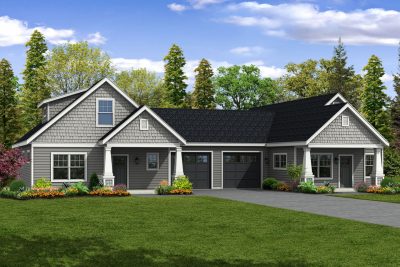 Associated Designs - Duplex Plan Columbine Offers Unique Floor Plans Wrapped in Cozy Cottage Style