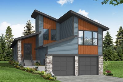 Associated Designs - Unique Sloped Lot, Split Level Floor Plan offered in Modern Ossage House Plan
