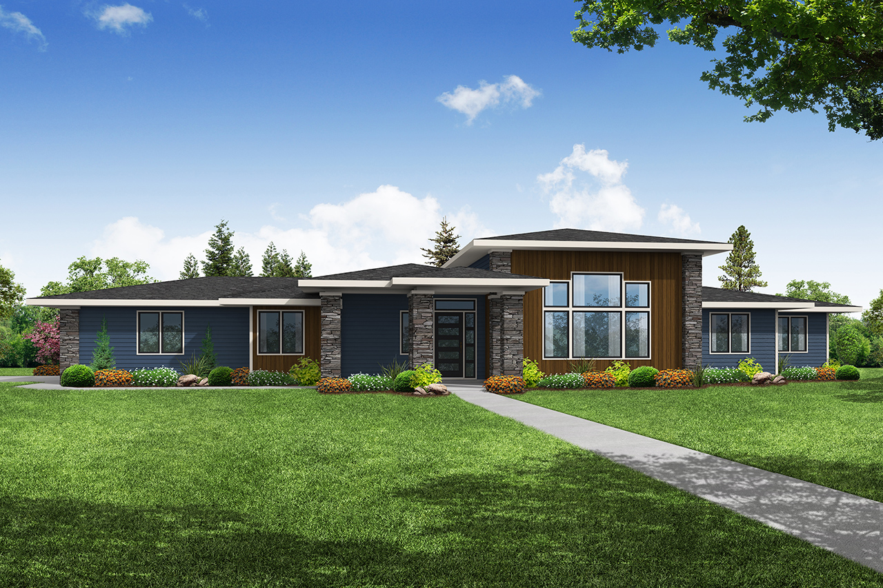 Associated Designs – Spanaway is a Modern Prairie House Plan with Open Floor Plan