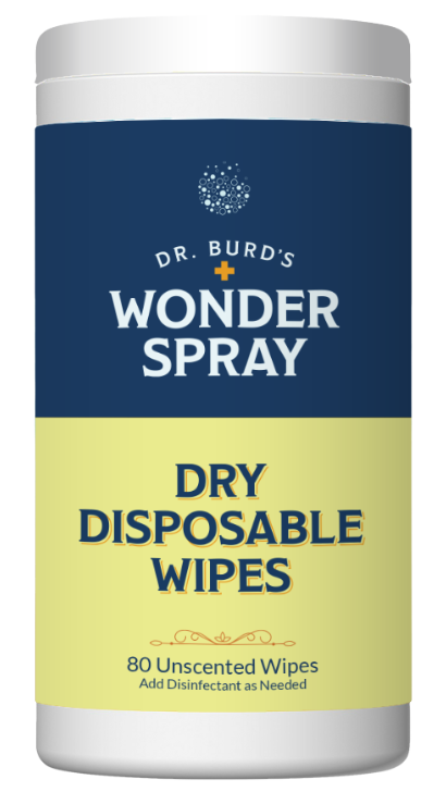 Dr. Burd’s Wonder Spray Dry Disposable Wipes are Biodegradable and Chemical Free