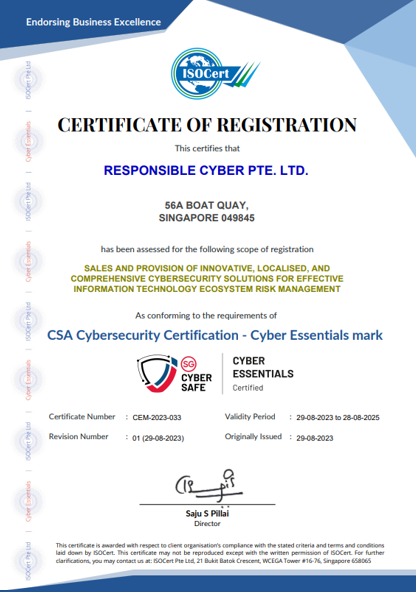Cyber Essential Certification awarded to Responsible Cyber