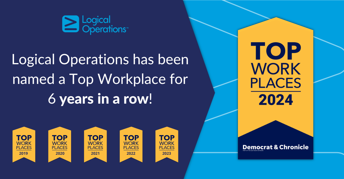 Logical Operations is a Winner of the Rochester Metro Area Top Workplaces 2024 Award for the Sixth Year in a Row