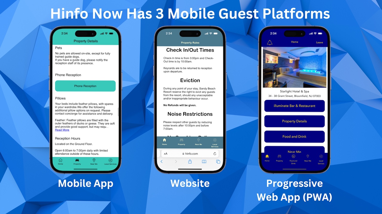 Hinfo Digital Hotel Compendium: New 3rd Guest Access Option, Auto Load Property via Mobile App Install, Read More Button and So Much More