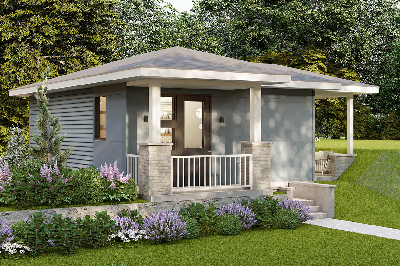 Associated Designs | The Larch Cottage is an Elegant Prairie-Style ADU Retreat