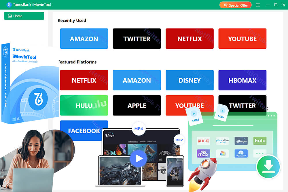 Tailored Netflix, Amazon Prime, Disney+, Apple TV+ HD Video Offline Playback with iMovieTool