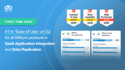 DBSync Named #1 for Ease of Use as iPaas & Data Replication Platform by G2