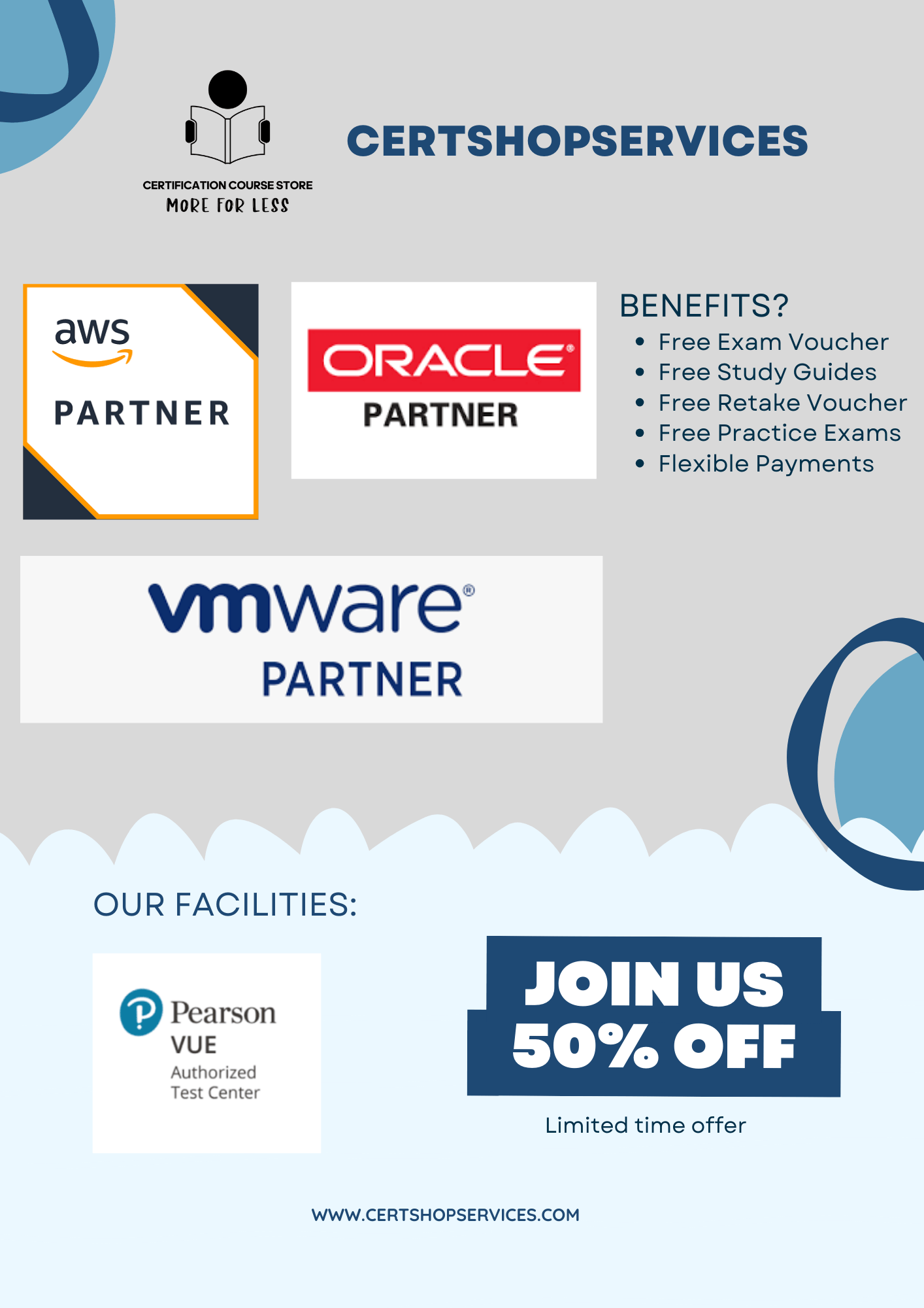 CertShopServices Announces Price Updates for VMware, Oracle, AWS Certification Training; Free Study Materials and Exam Vouchers