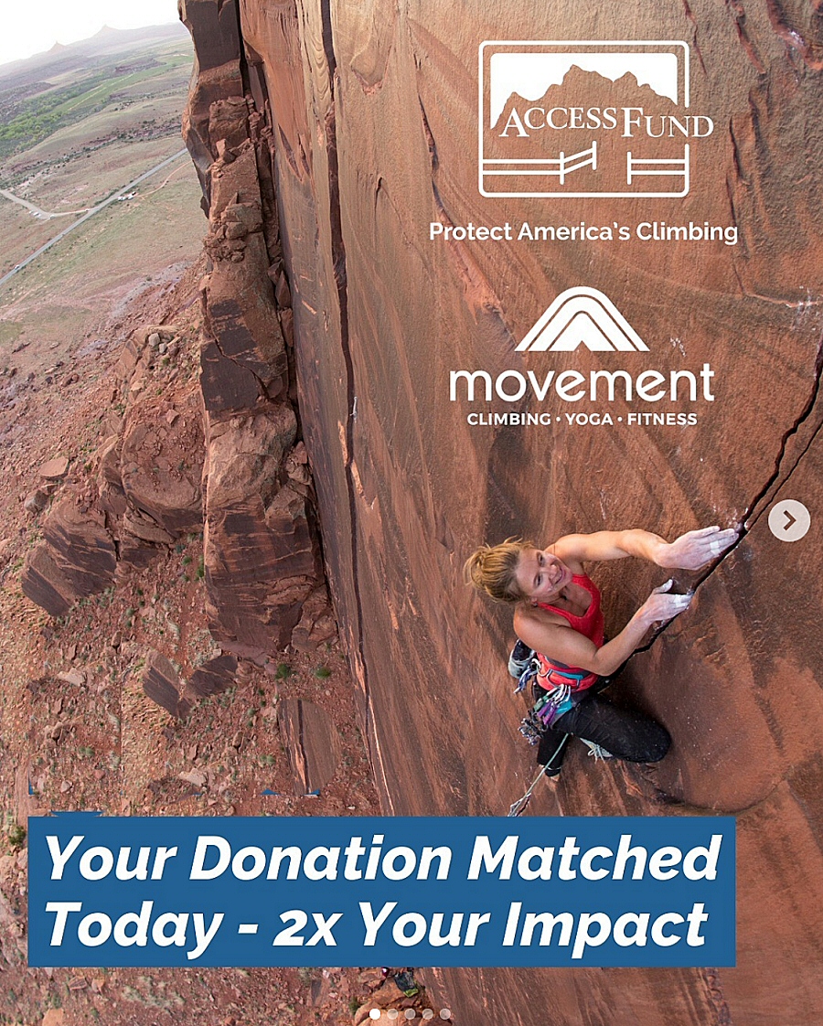 Movement Climbing, Yoga & Fitness Doubles Down on Conservation—Matching Donations to Access Fund Up to $50,000