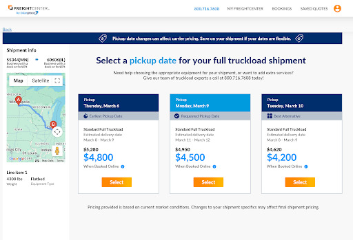 FreightCenter Launches Instant Online Full Truckload Rates
