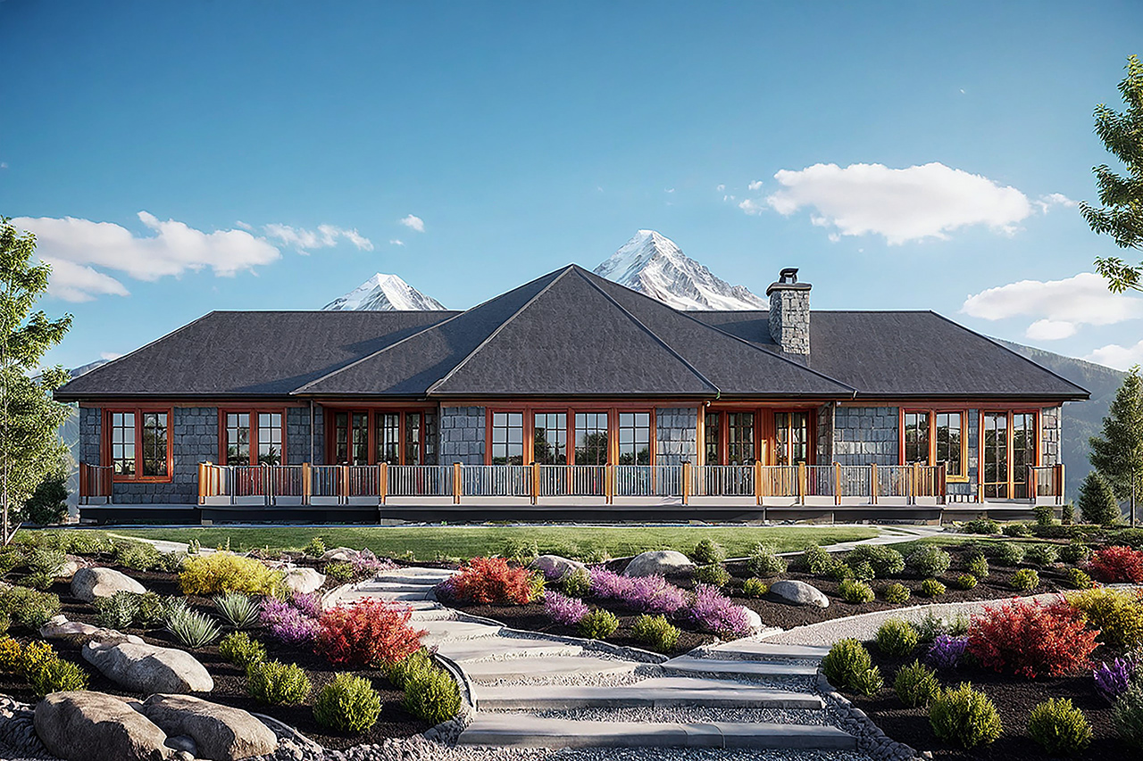 Associated Designs | The Buckley: A One-Story Shingle Style Home with a Unique Hexagonal Design