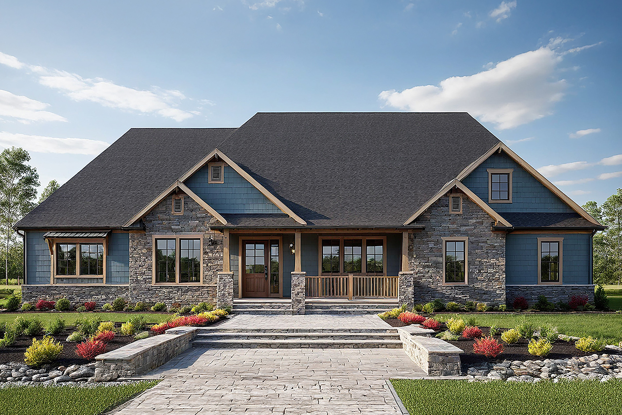 Associated Designs | Spacious Ranch Home Designed for Corner Lots